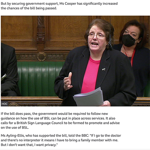 Government backs bill to promote use of British Sign Language | BBC News GovernmentBacksBill2PromoteUseOfBSL