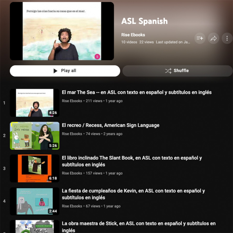 Rise Books - ASL Spanish Videos | | YouTube channel RiseBooks ASLspanishVideos 768x768