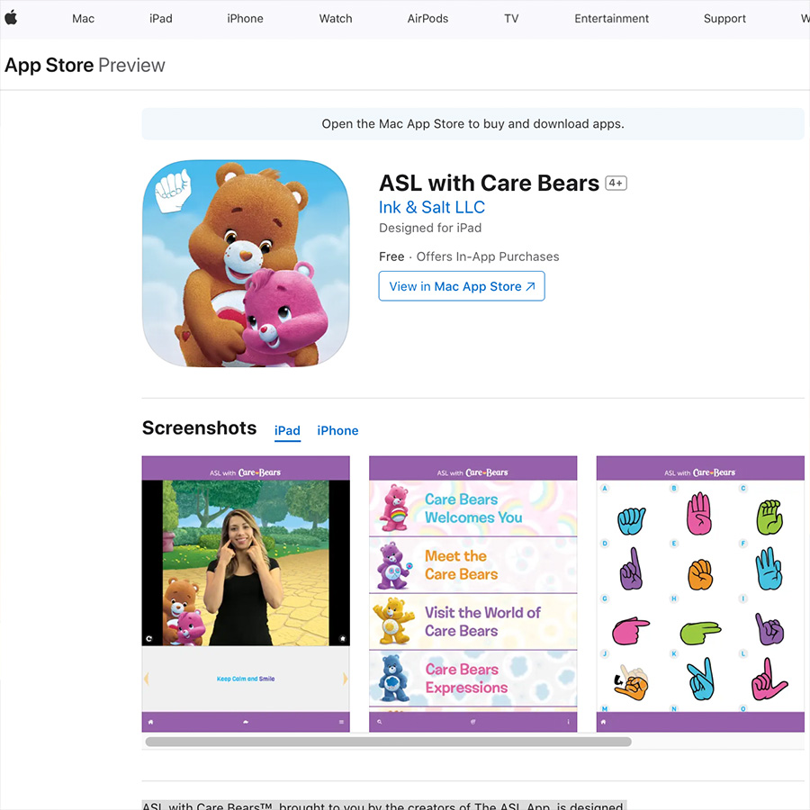 ASL with Care Bears | App – App Store – NeoHear