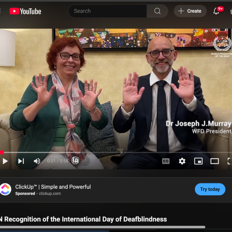 UN Recognition of the International Day of Deafblindness | YouTube - World Federation of the Deaf UN Recognition Of The International Day Of Deafblindness 1 768x768