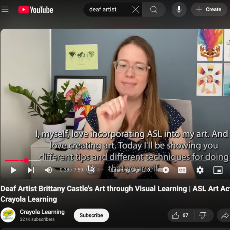 Deaf Artist Brittany Castle's Art through Visual Learning | YouTube - Crayola Learning Deaf Artist Brittany Castles Art Through Visual Learning 768x768